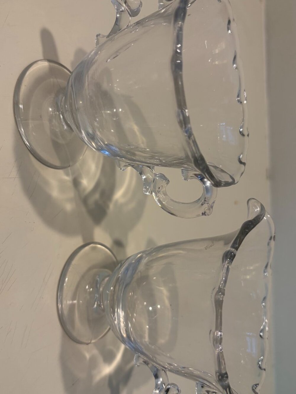 VINTAGE FOSTORIA *CENTURY* CLEAR GLASS CREAMER & OPEN SUGAR SET 3-7/8" Tall